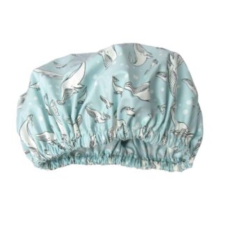 shower cap aqua blue laminated cotton