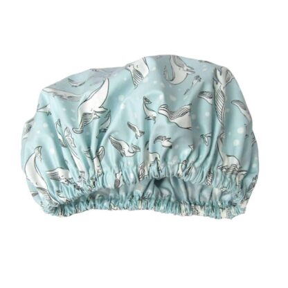 shower cap aqua blue laminated cotton