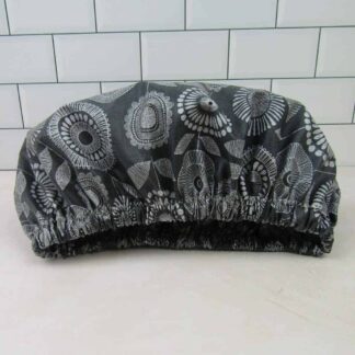 black shadow flowers shower cap organic cotton