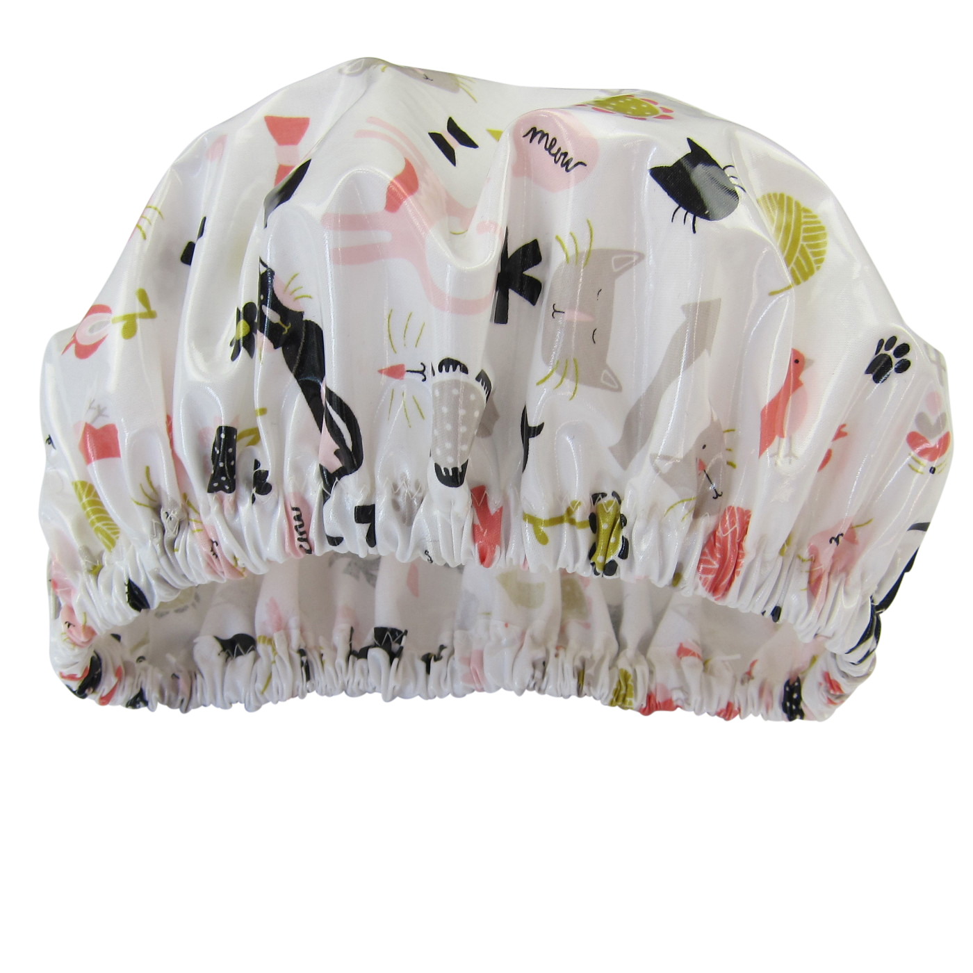 Shower Cap Cats Print Laminated Cotton Shop