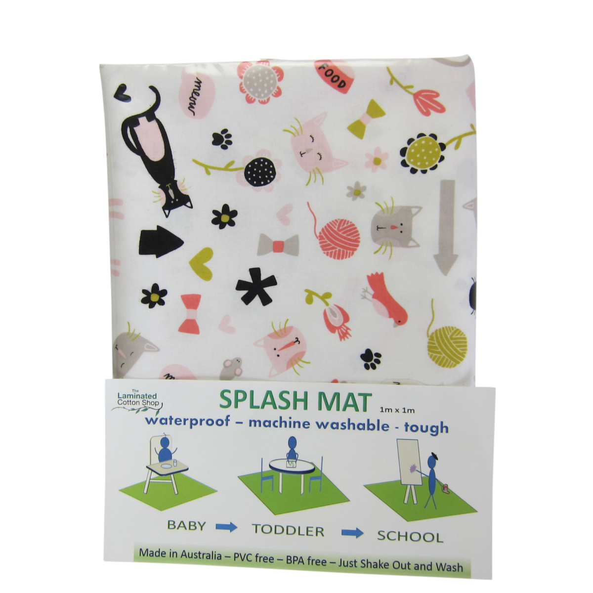 Splash Mat Cute Cats Laminated Cotton Shop