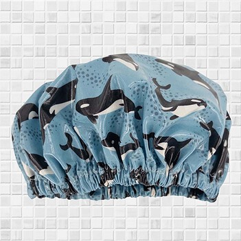 orcas-laminatedcotton-showercap-whales Shower Cap Whales Orcas laminated cotton