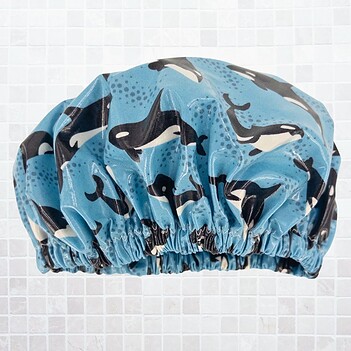 orcas-showercap-laminatedcotton-australia-blue Shower Cap Whales Orcas laminated cotton