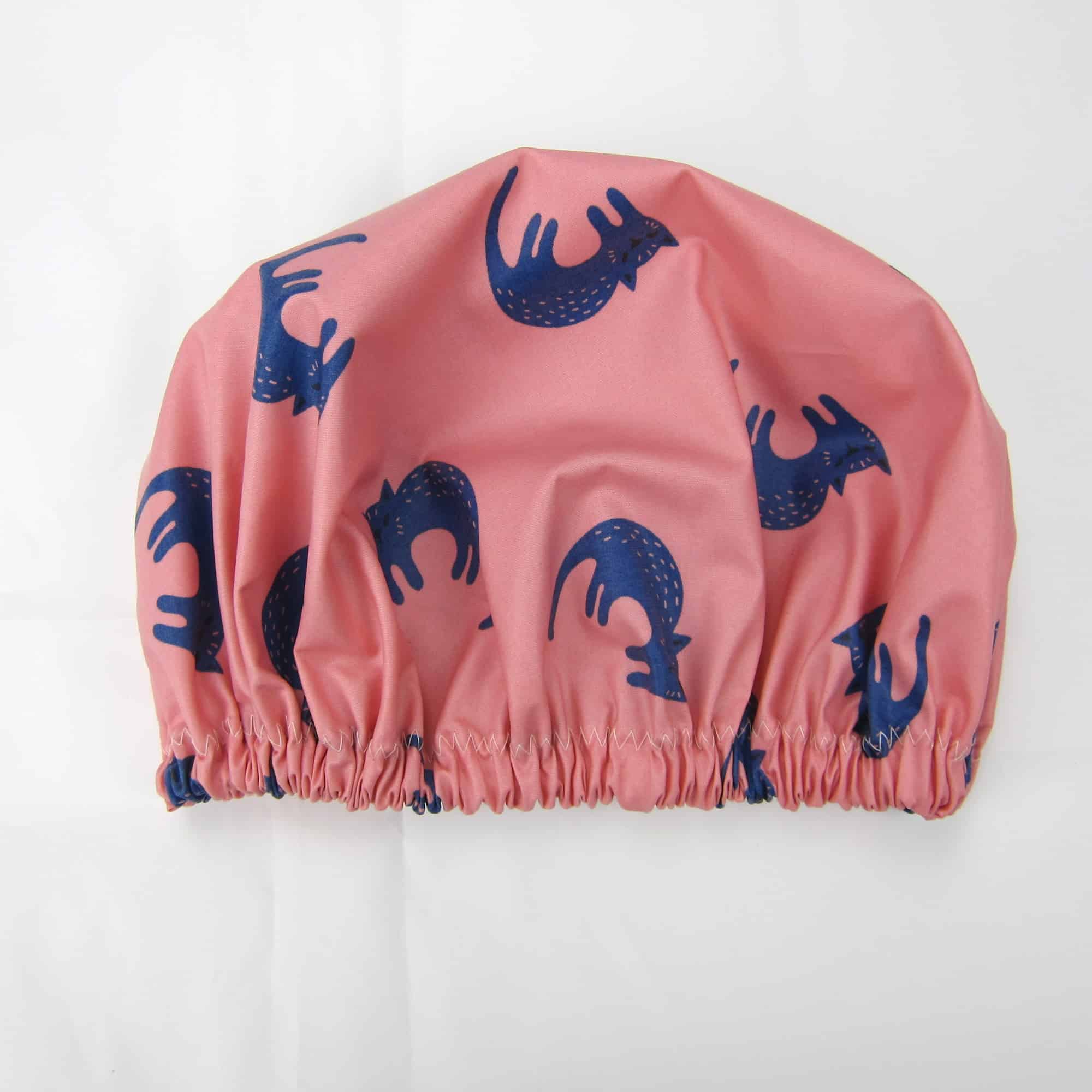 Shower Cap Cats Print Laminated Cotton Shop organic cotton