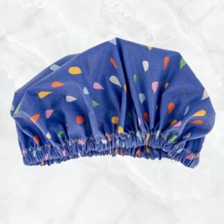 raindrops shower cap laminated cotton organic cotton purple cap