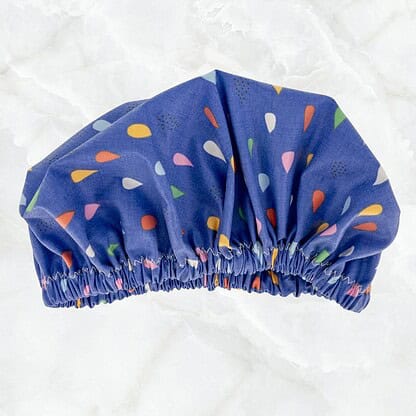 raindrops shower cap laminated cotton organic cotton purple cap