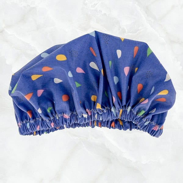 Untitled design - 1 raindrops shower cap laminated cotton organic cotton purple cap