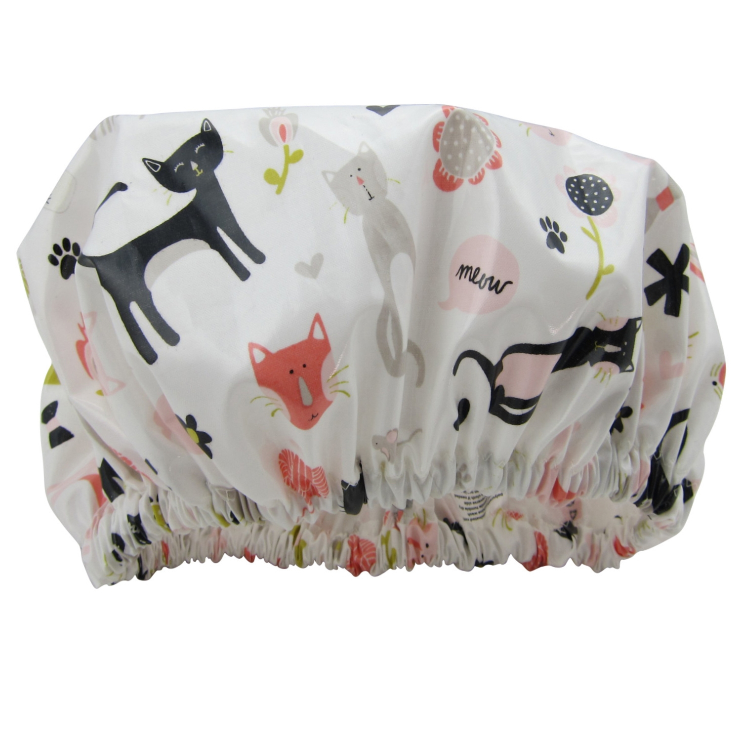 Shower Cap Cats Print Laminated Cotton Shop