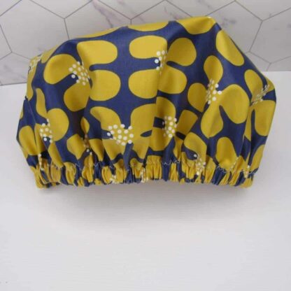 poppy organic cotton shower cap yellow flowers