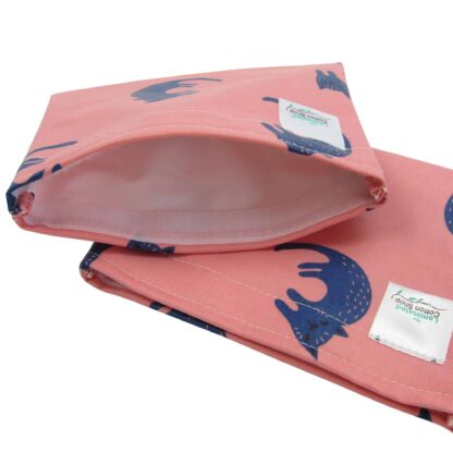 pink cats snack bag open