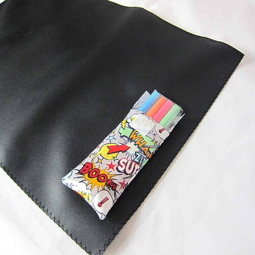 superhero chalkmat chalk pouch close up2 chalkboard placemat superhero close up