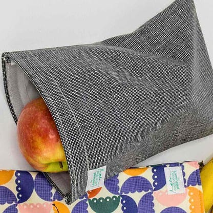 black linen laminated cotton food safe large bag