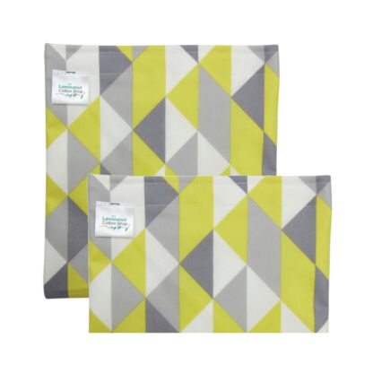 reusable food snack bags set lemon geo