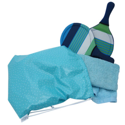 blue beach bag open laminated cotton
