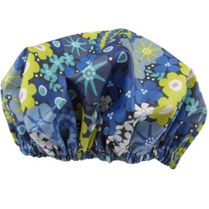 blue flowers shower cap