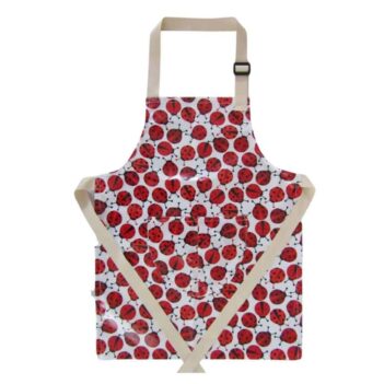 kids waterproof apron ladybirds laminated cotton