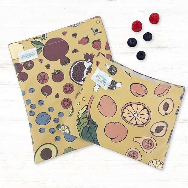 lemon-fruit-veggie-snackbag-laminatedcotton Reusable Basics - Snack Bag Set