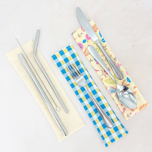 cutlery bag category image laminated cotton shop reusable cutlery and straw bags waterproof coated cotton