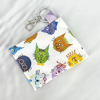 cat coin pouch keyring laminated cotton