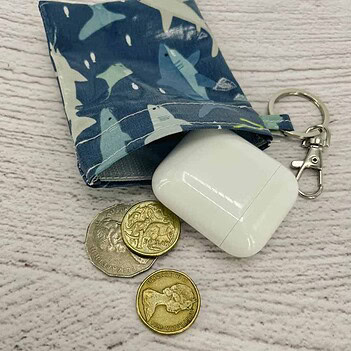 shark coin waterproof pouch with keyring