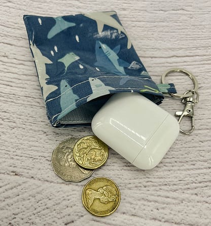 shark coin waterproof pouch with keyring