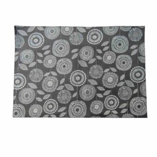 black flowers wateproof placemats