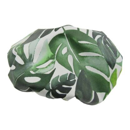 tropical green leaves shower cap