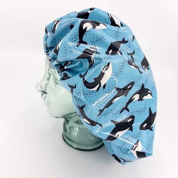 orca-killerwhale-XL-showercap-dreadlocks-laminatedcotton Extra Large Shower Cap Orcas