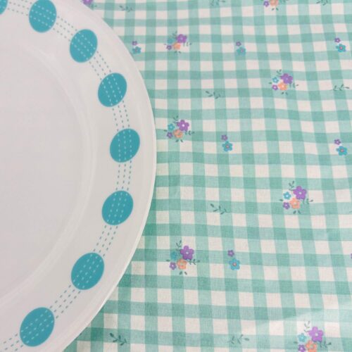 green-check-flowers-laminatedcotton-tablecloth mint-check-flowers