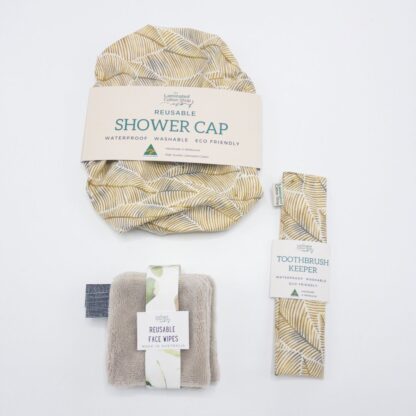 pamper gift set palm leaves laminated organic cotton