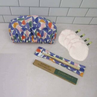 shower cap toothbrush cover and face wipes gift set