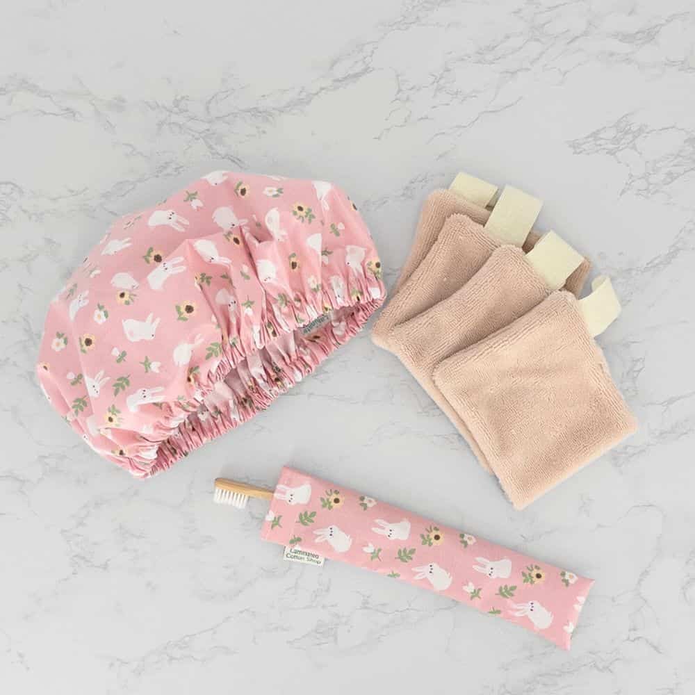Pink Shower Cap White Rabbit - Image 4