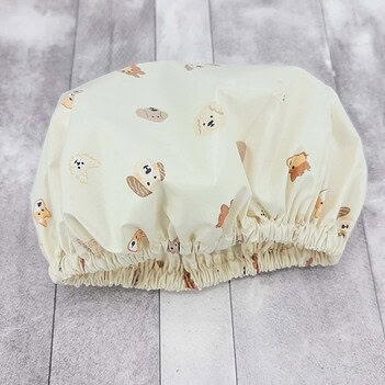 dogs-print-cream-shower-cap-cotton-inner-australia dogs shower cap laminated cotton