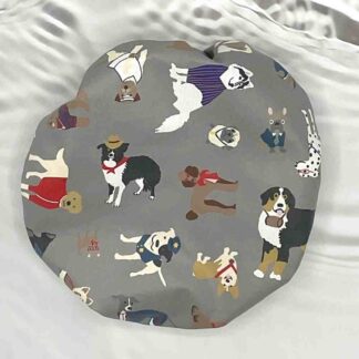 dogs shower cap grey laminated cotton
