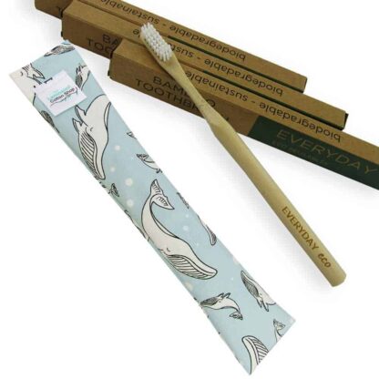 whales toothbrush cover and bamboo toothbrush