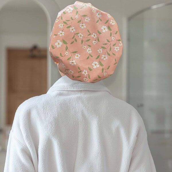 Shower Cap - Limited Edition Peach Daisy Vine
