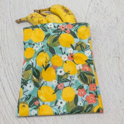 lemons food storage bag laminated cotton