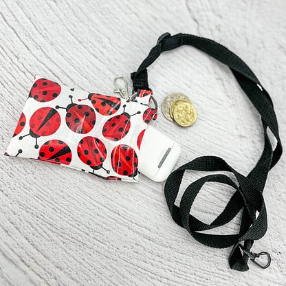 ladybird coin pouch on lanyard