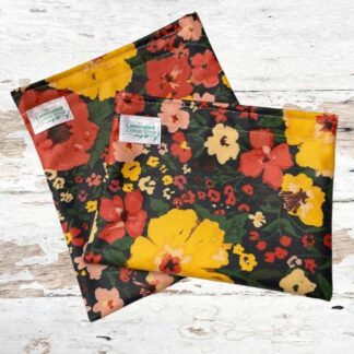 garden flowers organic cotton laminated cotton reusable snack bag set