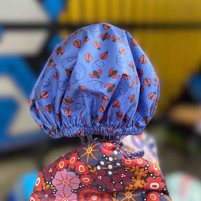 ladybird shower cap on display at handmade market
