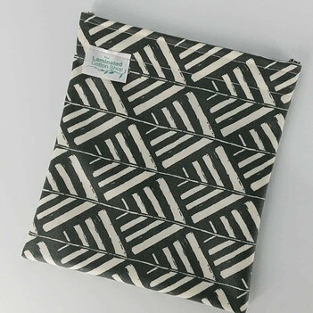 green geo sandwich size snack bag laminated cotton