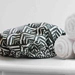 Untitled design - 1 Tribal green shower cap organic cotton handmade