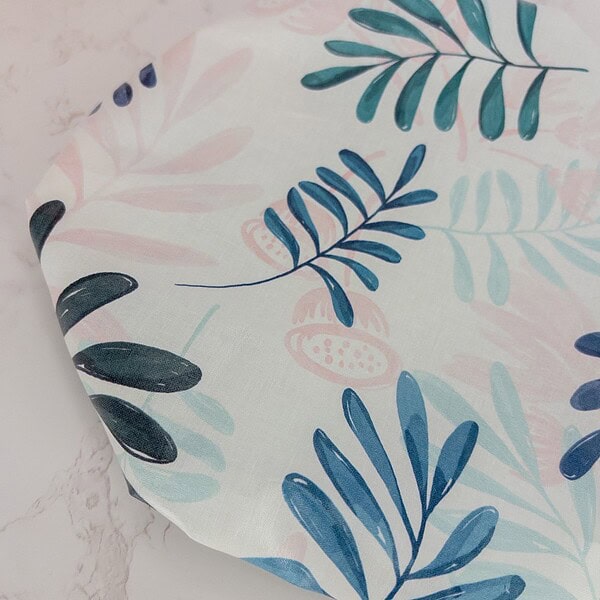 tropical-leaves-showercap-laminatedcotton-greenleaves Shower Cap Tropical Leaves