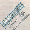 blue plaid cutlery bag with fork blue plaid French coated cotton cutlery bag with fork and spoon