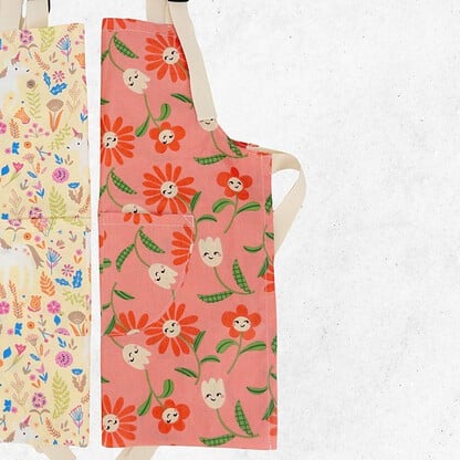 pink flowers kids apron folded waterproof penny