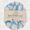 clouds sky blue spotty shower cap organic cotton