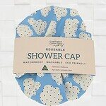 clouds shower cap blue sky and black spots laminated cotton clouds sky blue spotty shower cap organic cotton
