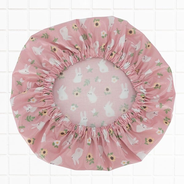 Kids Shower Cap Pink & White Rabbits