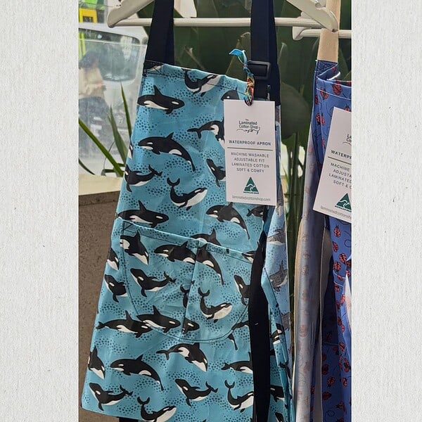 orcas-childrens-apron-waterproof-hanging Kids Apron Blue Orcas