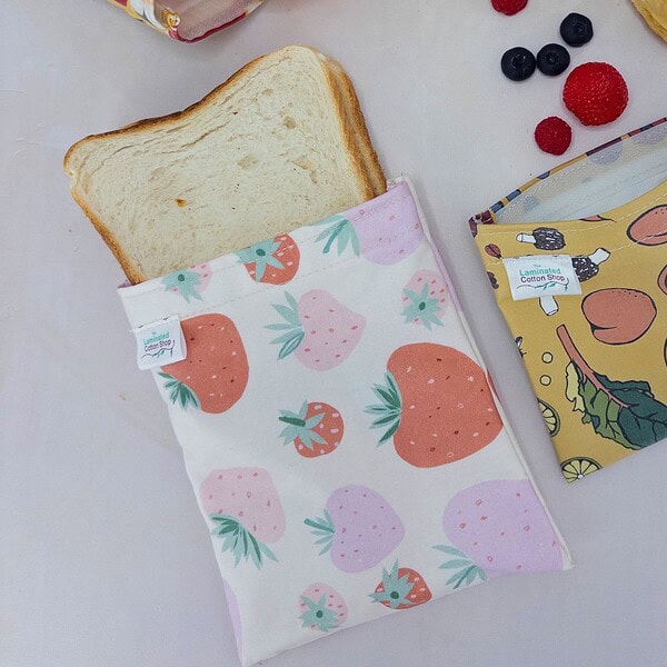 strawberry-reusable-sandwichsize-snackbag Reusable Sandwich Bag Everyday Prints